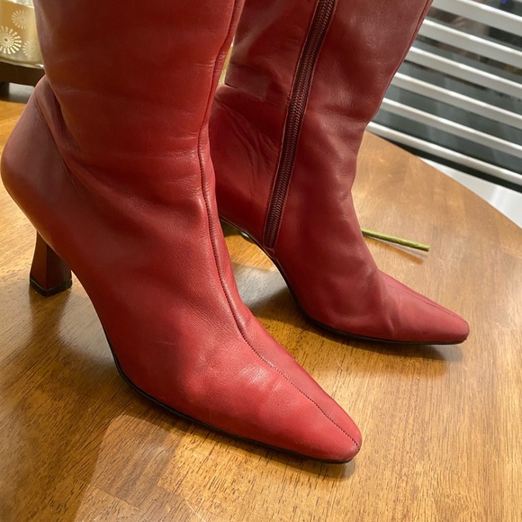 Nine West Red Leather Boot 8.5 - Picture 4 of 8